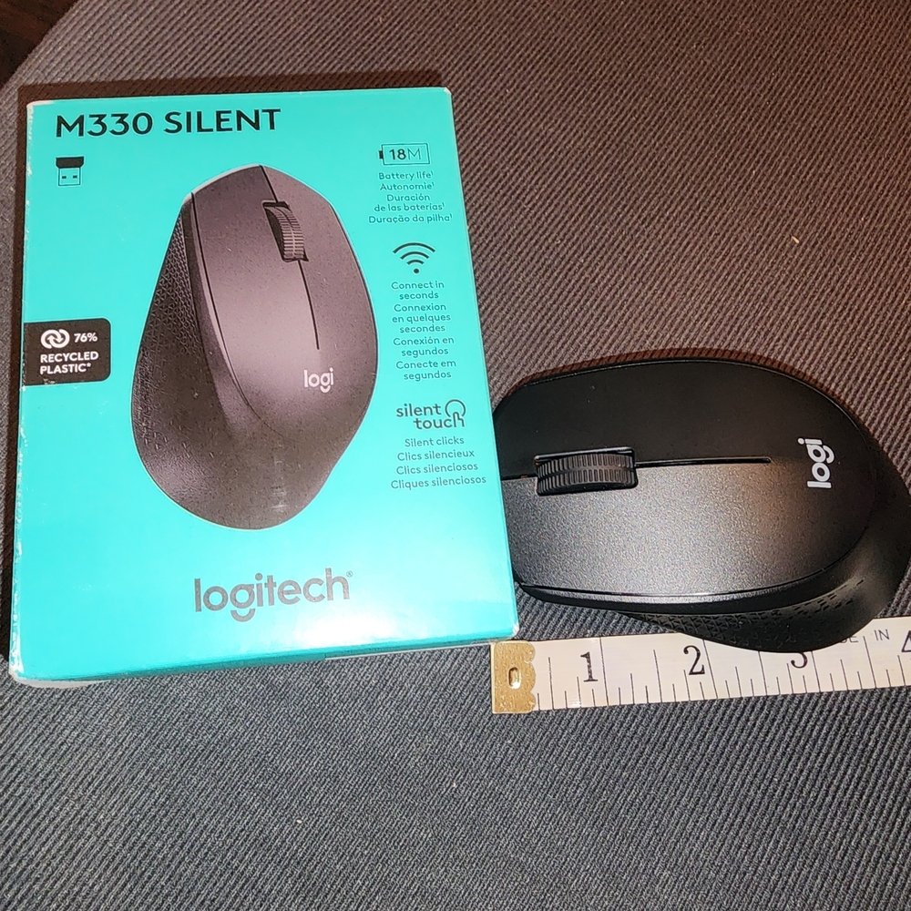 Logitech M330 Silent Wireless Mouse Black Teal Quiet Click USB Receiver
